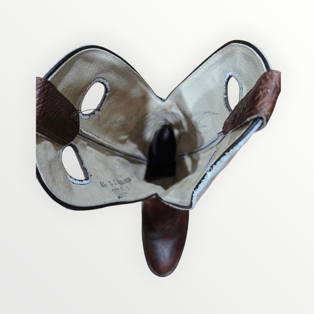 Beige and Brown Leather Boots - Picture 4 of 12